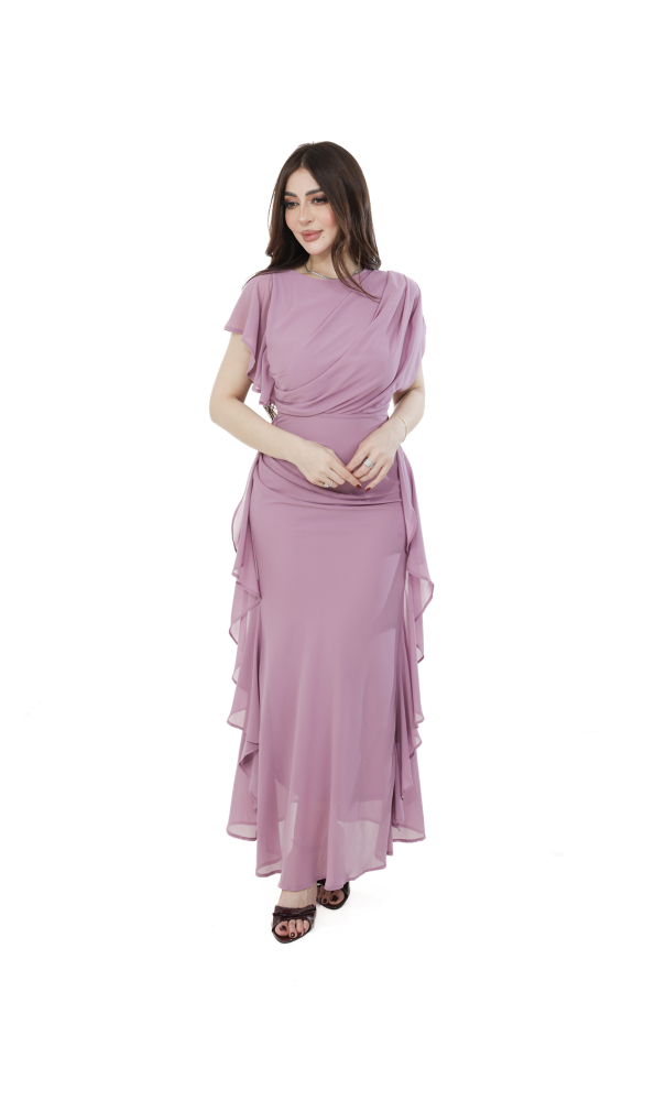 white christmas dresses Elegant Mother of the Bride Dress with Flutter Sleeves and Slit main image 0