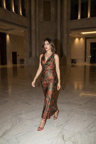 floral satin evening dress SIZE:(XS)