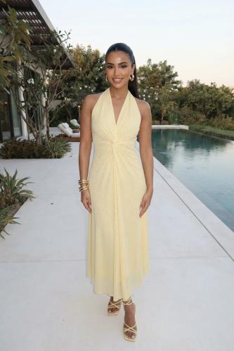 Yellow Crystal-Embellished Tulle Maxi Dress SIZE:(M)