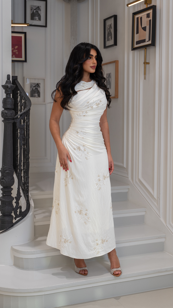 Sleeveless Draped Maxi Dress SIZE:(L)