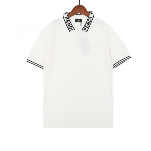 قميص بولو من فندي بكم قصير أسود وأبيض