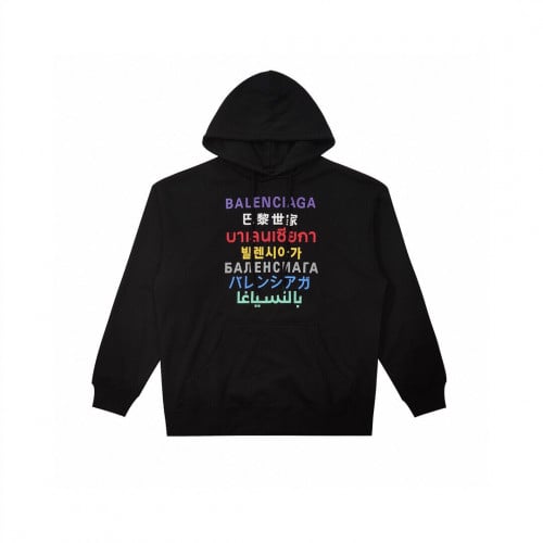 هودي بالنسياغا بتطريز اسم الماركة بلغات مختلفة عالي الجودة 100% قطن