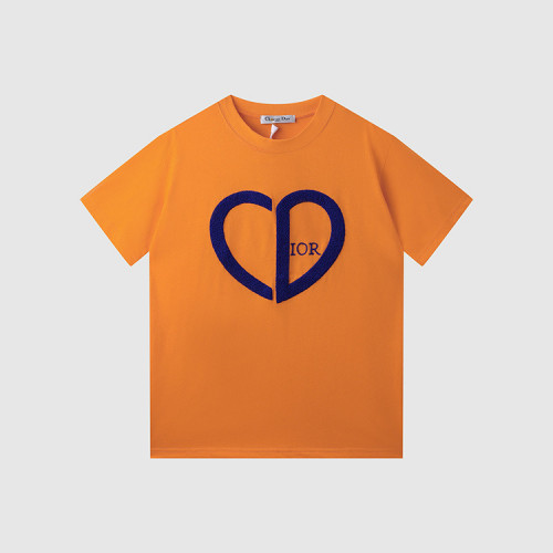 تيشيرت ديور مطرز بالقطن النقي بخياطة مزدوجة عالي الجودة