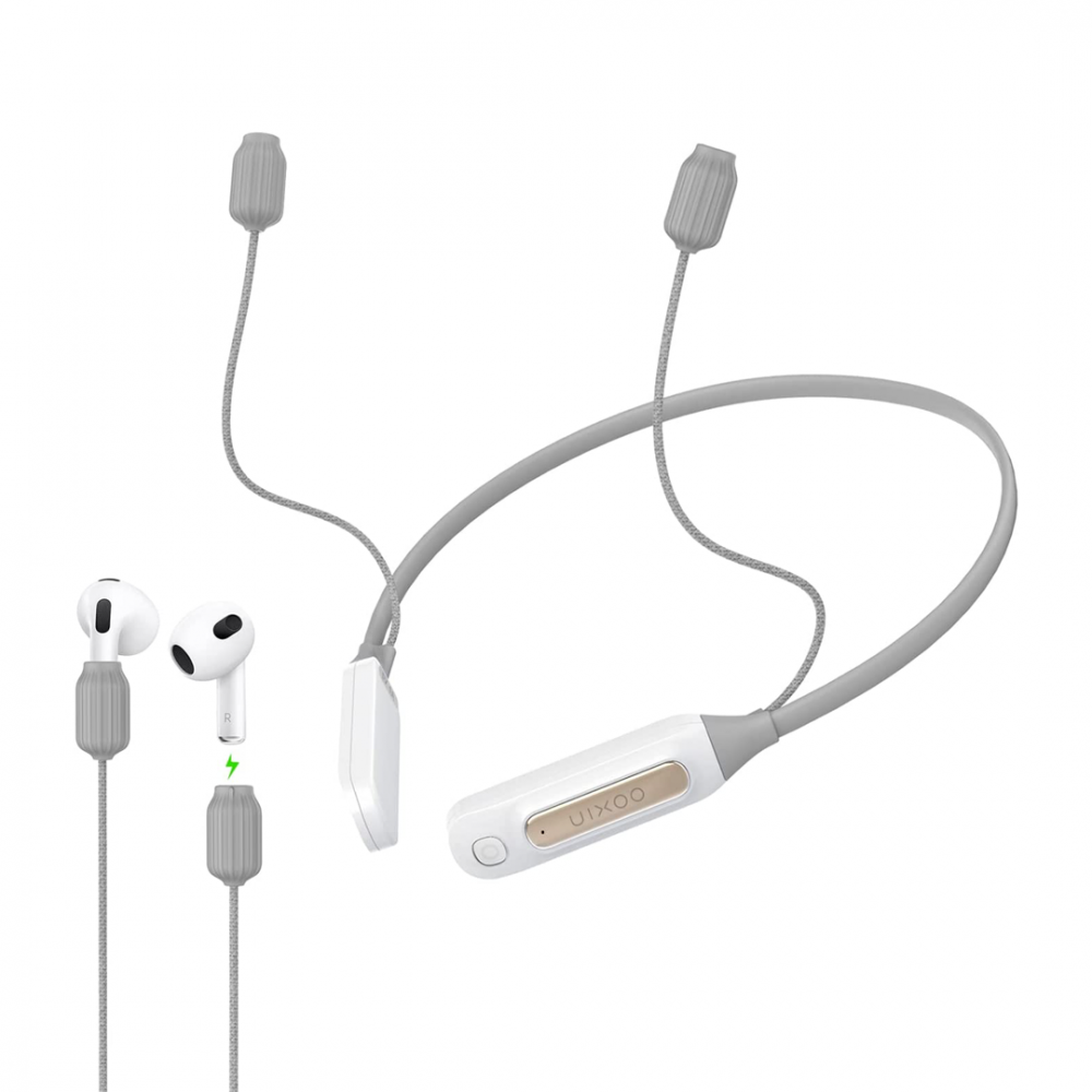 Uixoo شاحن ايربودز ذكي محمول، تصميم يثبت على الرقبة واشرطة مضادة للضياع لسماعات ايربودز 1/2/برو/3، ملحقات الشحن السريع لسماعات ايربودز واستمر في اللعب حتى 12 ساعة (سماعات ايربودز غير متضمنة)
