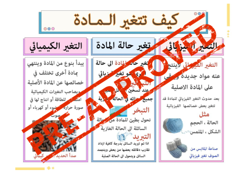 مطوية كيف تتغير المادة علوم الصف الرابع ابتدائي ال...