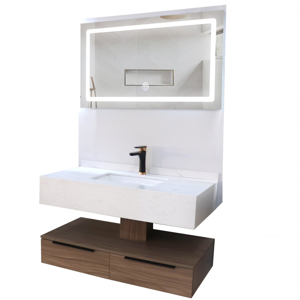 مغسلة رخام مراية ليد 53*100 سم