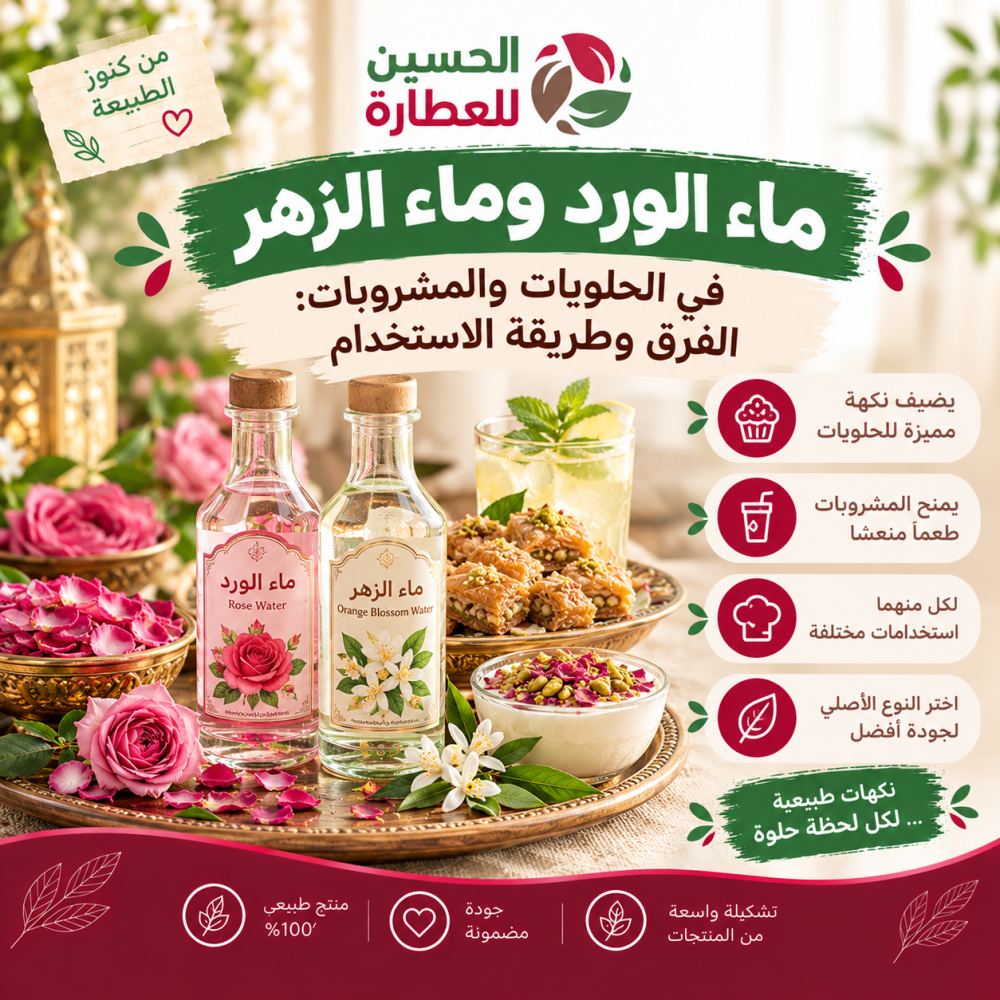 ماء الورد وماء الزهر في الحلويات