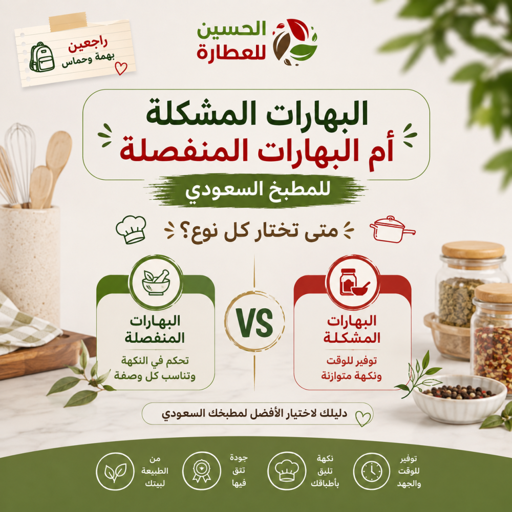 البهارات المشكلة أم البهارات المنفصلة للمطبخ السعودي: متى تختار كل نوع؟