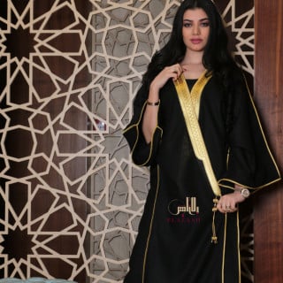 بشت نسائي فاخر لون اسود زري ذهبي