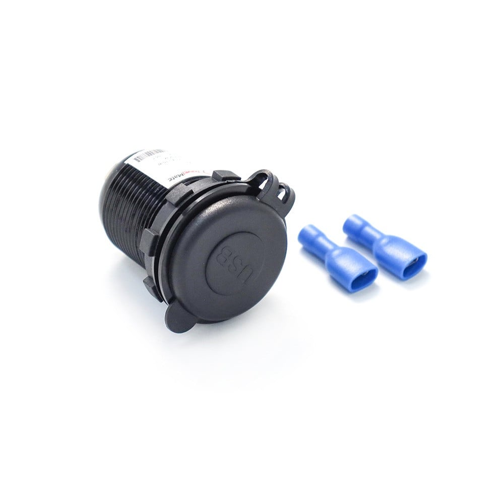 منفذ شحن Type-C + منفذ USB شحن سريع QC دائري بغطاء