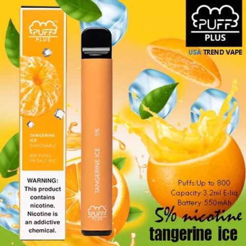 سحبة جاهزة بنكهة الافندي البارد 800 موشة Puff Plus Tangerine Ice Pod