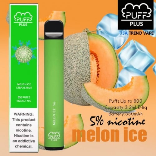 سحبة جاهزة بنكهة البطيخ البارد 800 موشة Puff Plus Melon Ice Pod