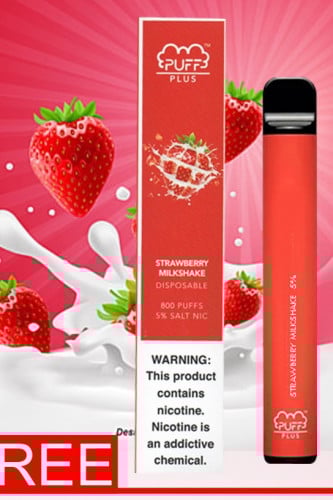 سحبة جاهزة بنكهة الفراولة مع الميلك شيك 800 موشة Puff Plus Strawberry Milkshake Pod