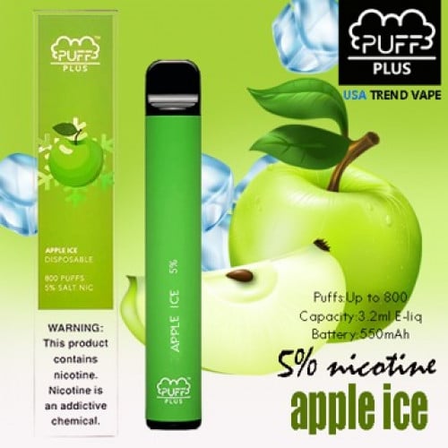سحبة جاهزة بنكهة التفاح البارد 800 موشة Puff Plus Apple Ice Pod