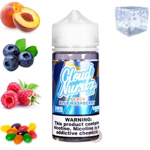 نكهة فيب الشهيرة كلاود نوردز بنكهة الخوخ مع التوت الازرق آيس - Cloud Nurdz Peach Blue Raspberry ICED 100ml/3mg