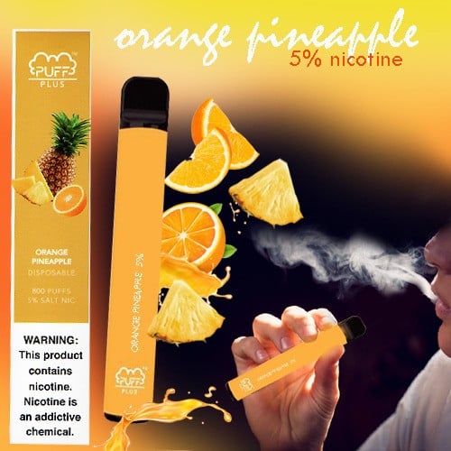 سحبة جاهزة بنكهة البرتقال والاناناس 800 موشة Puff Plus Orange Pineapple Pod
