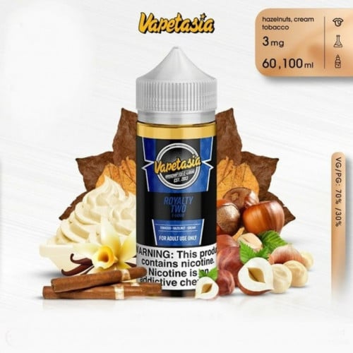 نكهة رويالتي2 بندق توباكو فانيلا من شركة فيبتاسيا 100 ملي ROYALTY TWO - VAPETASIA E-JUICE (100 ML)