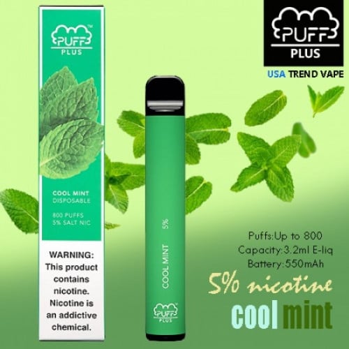 سحبة جاهزة بنكهة النعناع البارد 800 موشة Puff Plus Cool Mint Pod
