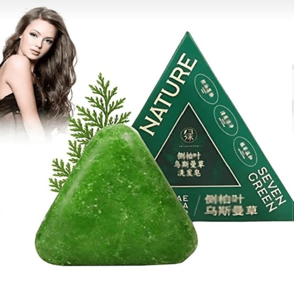 صابون عشبي للشعر من SEVEN GREEN بتركيبة أوراق السرو والوسمة
