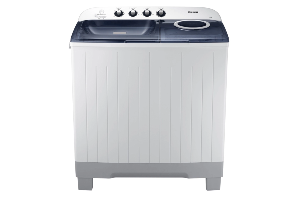 غسالة ملابس سامسونج 12 كيلو حوضين أبيض مع رمادى WT12J4230MB1