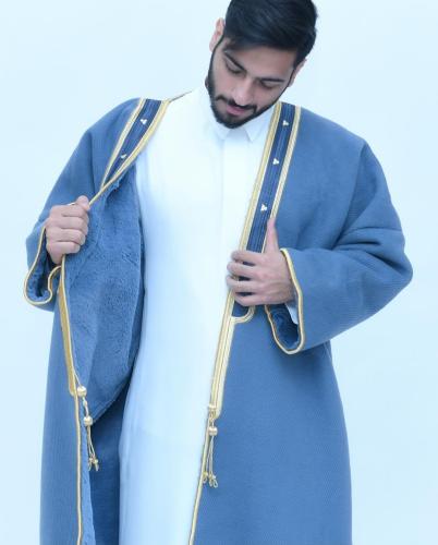 فروة رجالي صوف موهير فرو أرنب صناعي تطريز بشت رسمي