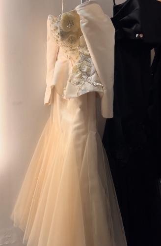 ‎فستان شيقر مميز وفاخر من قماش التفته والتل ‎