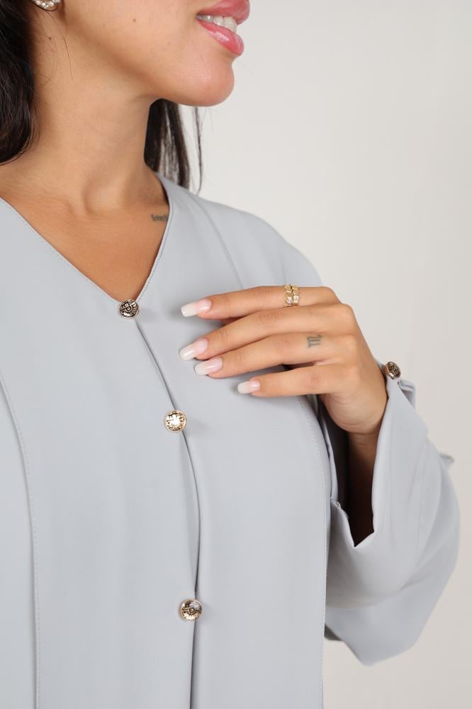 عباية فرسان تركيبات فوزية (رمادي فاتح)