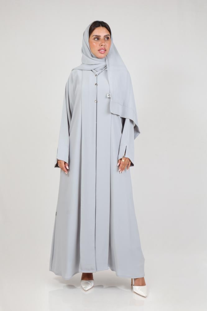 عباية فرسان تركيبات فوزية (رمادي فاتح)