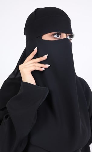 نقاب مفتوح ربطة سادة