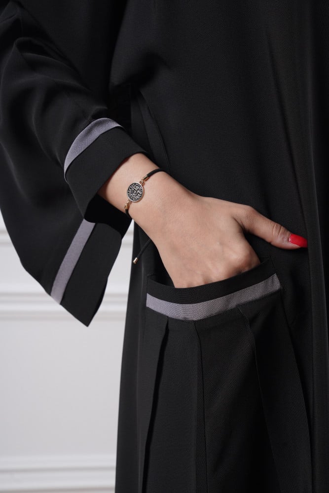 Salona Atheer Abaya with Pockets and Ruffles on the sides