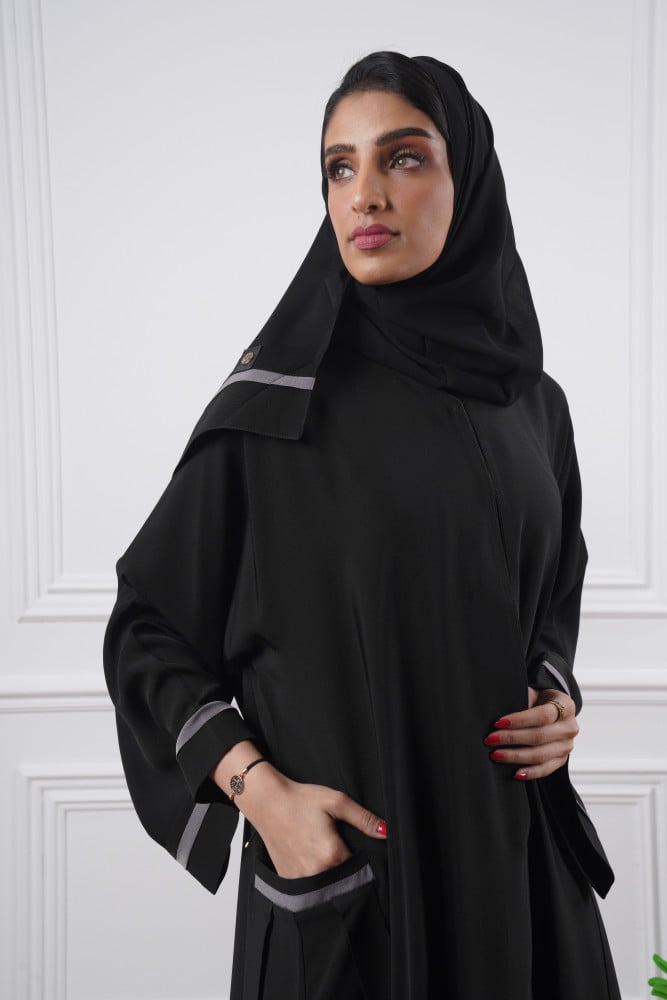 Salona Atheer Abaya with Pockets and Ruffles on the sides
