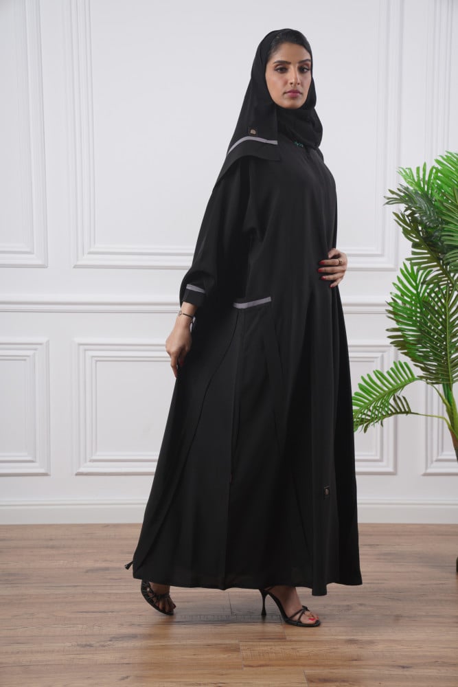 Salona Atheer Abaya with Pockets and Ruffles on the sides