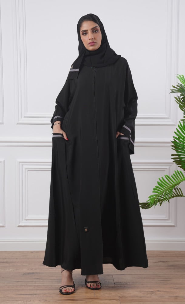Salona Atheer Abaya with Pockets and Ruffles on the sides