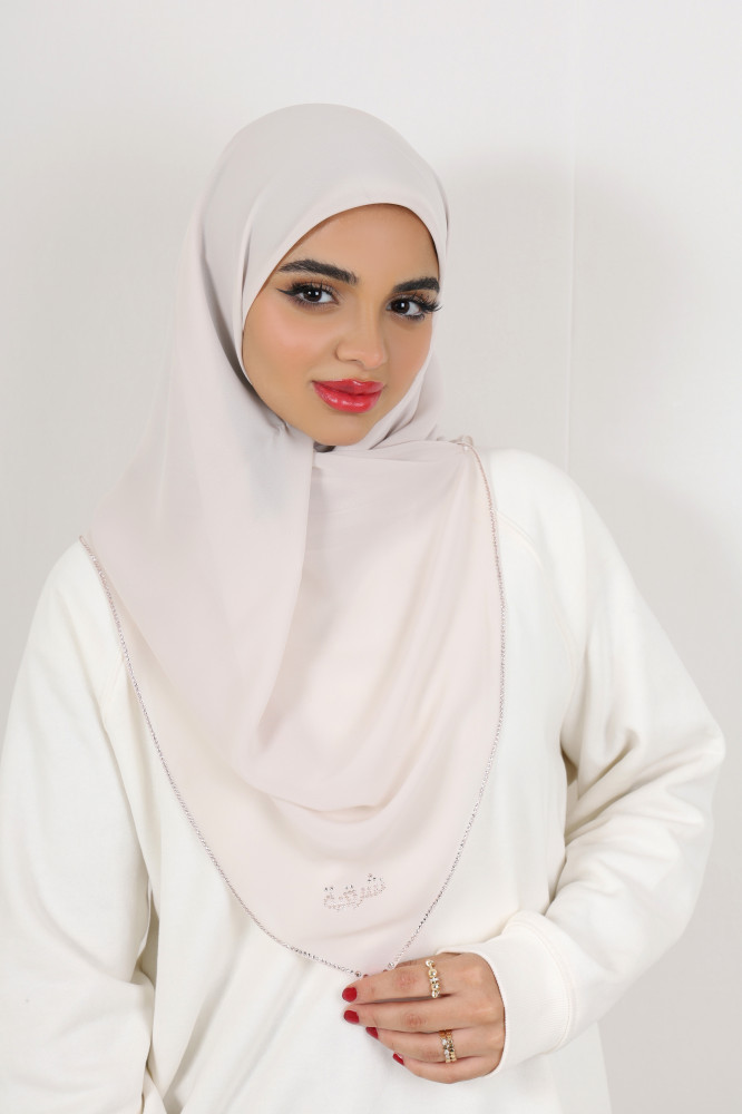 White Crystal Layered Chiffon Abaya (includes matching hijab) – Hijabglamour