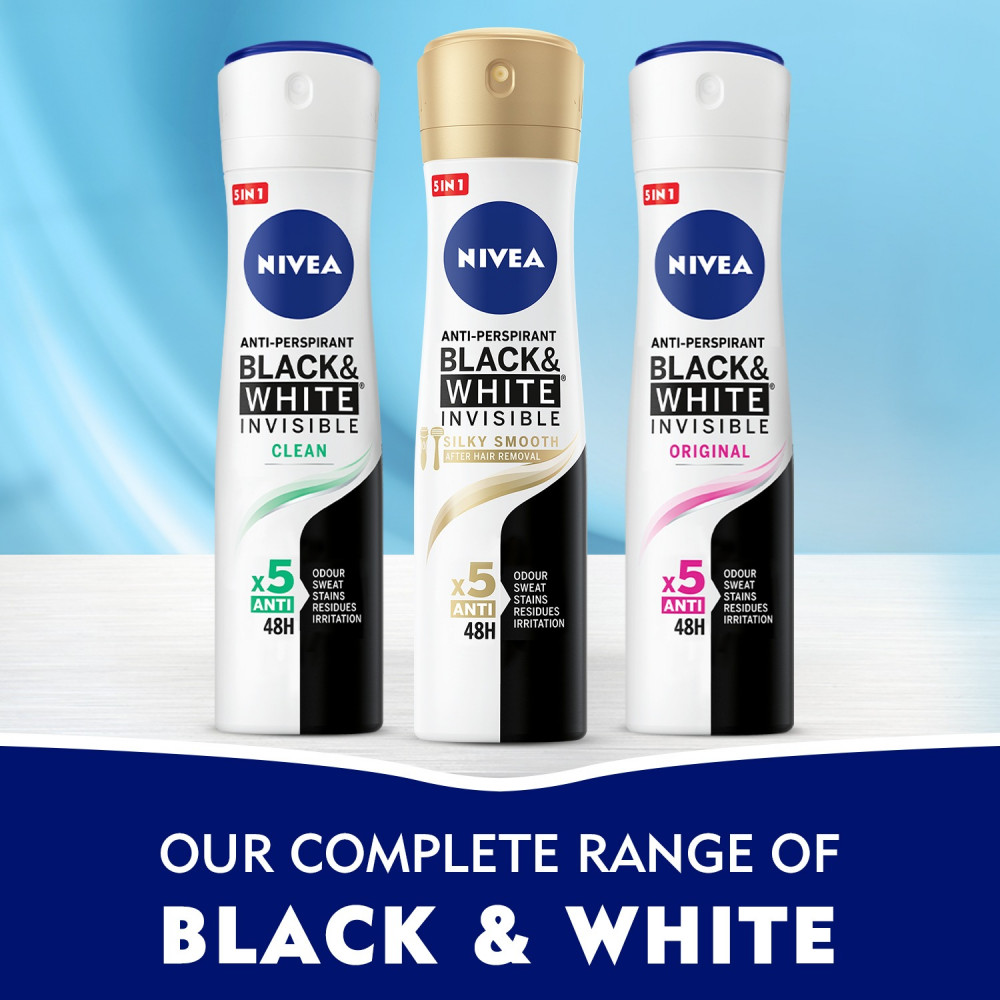 NIVEA Black & White Invisible Silky Smooth, Antiperspirant for Women, -  اكبر موقع الكتروني يلبي احتياجاتك اليومية