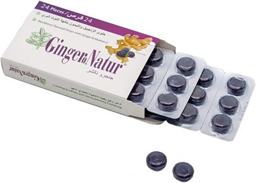 أقراص الحلق  زنجبيل وتوت بري   24 قطعة  جينجرو ناتشر