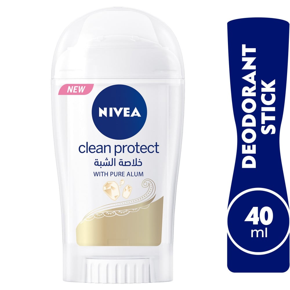 NIVEA Clean Protect with Pure Alum, Antiperspirant for Women, Stick 40 - اكبر الكتروني يلبي احتياجاتك اليومية