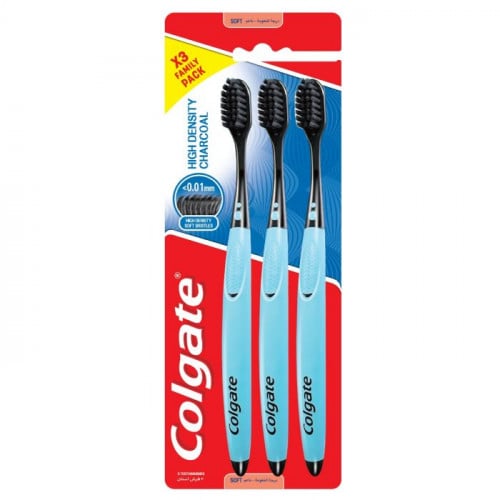 HIGH DENSITY CHARCOAL SOFT TOOTHBRUSH COLGATE  3 PCS