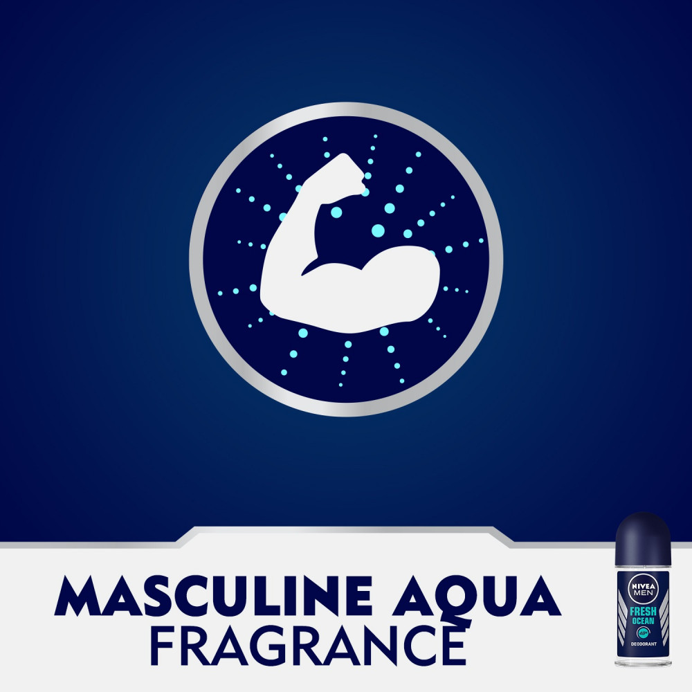 NIVEA MEN Fresh Ocean, Deodorant for Men, Aqua Scent, 50ml - اكبر موقع الكتروني احتياجاتك اليومية