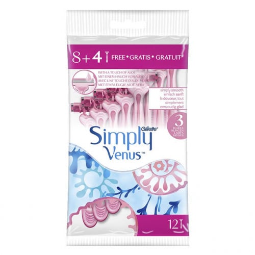 شفرات سيمبلي فينوس 3 جيلييت 8+4 قطع