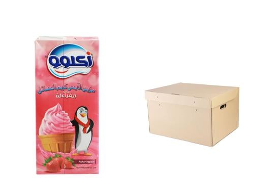 كرتون مزيج خليط الآيس كريم نكهة الفرولة الحجم 1 لت...