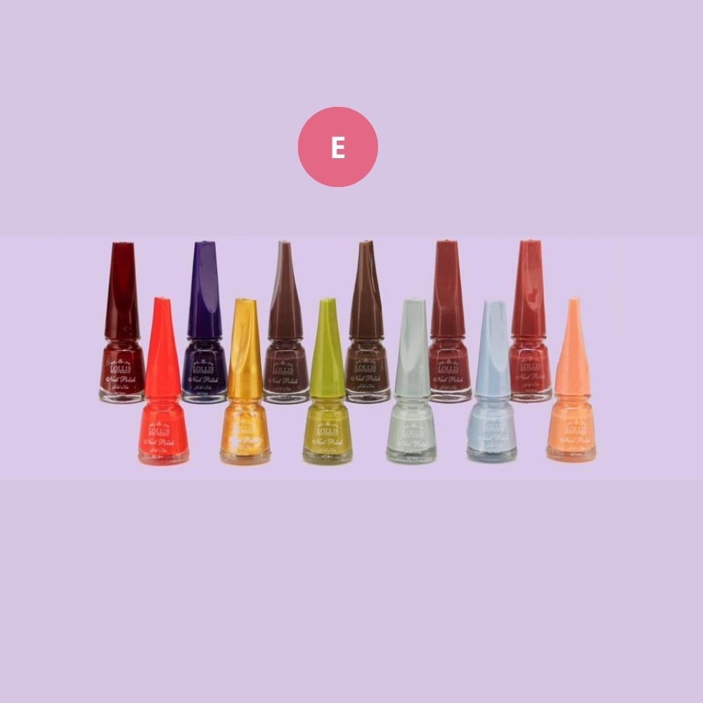 طلاء أظافر من لوليس 12 حبة لون مختلف حرف E