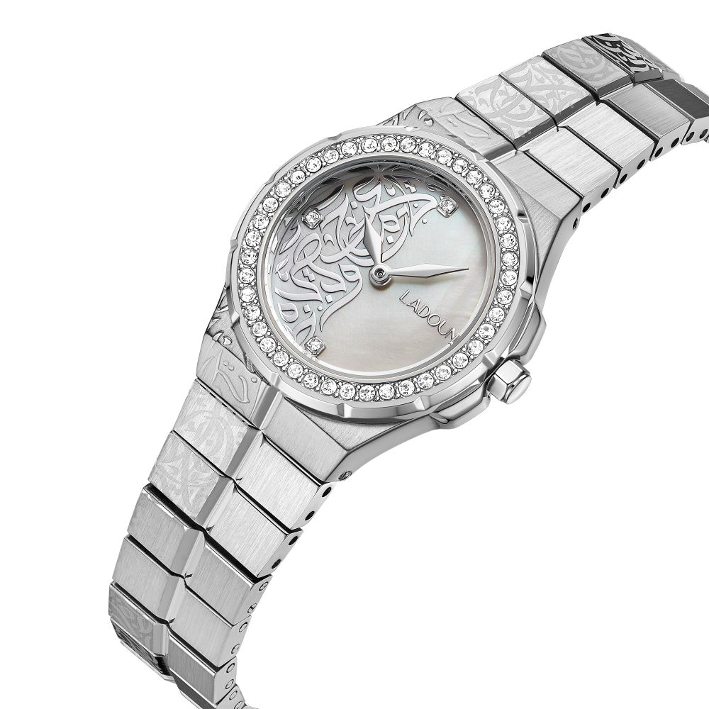 Women's Silver Stainless Steel Watch from Ladoun – Mother-of-Pearl Dial