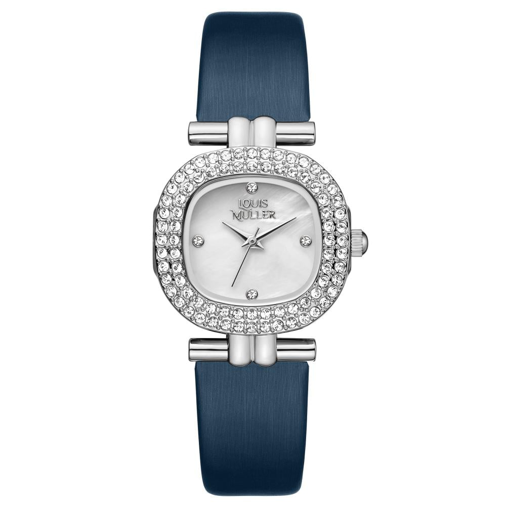 ساعة نسائية من لادون بلون فضي سير أزرق