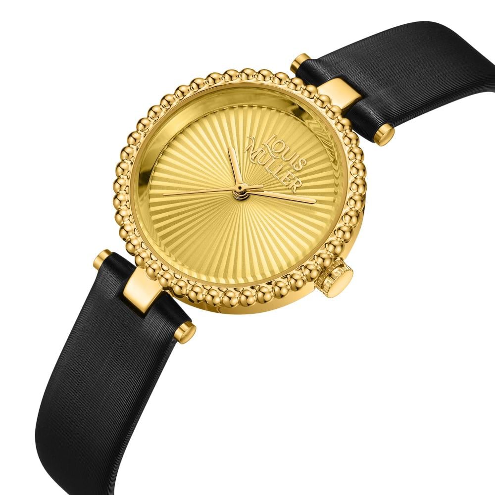 ساعة نسائية من لادون بلون ذهبي بسير لون أسود