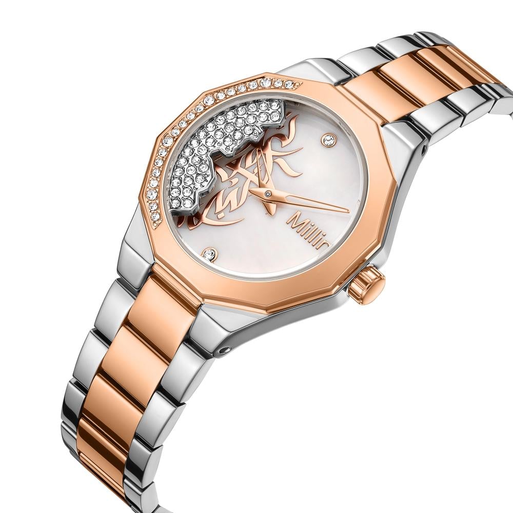 ساعة نسائية من لادون بلون فضي و روز