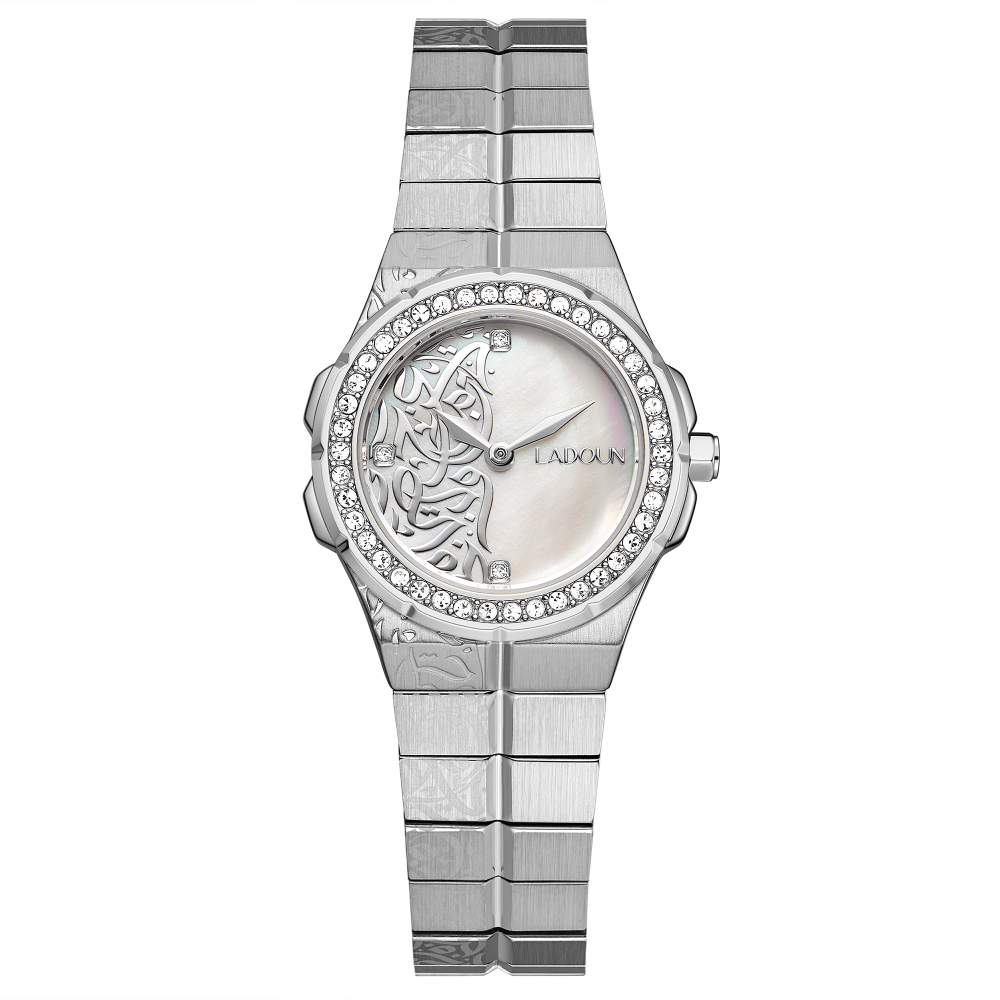 Women's Silver Stainless Steel Watch from Ladoun – Mother-of-Pearl Dial