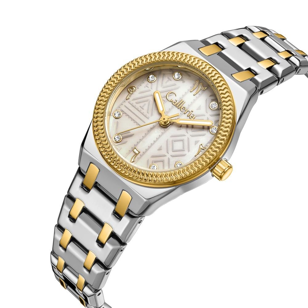 ساعة نسائية من لادون بلون فضي و ذهبي