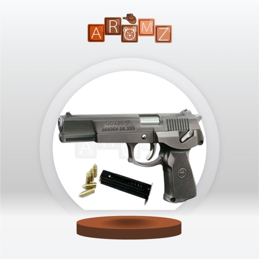 متجر العاب لعبة مسدس Q92 زينة فضي حديد كامل