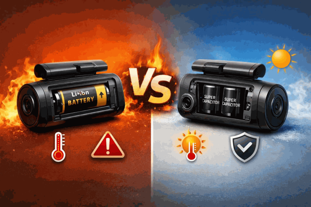 الفرق بين البطاريات والمكثفات في الداش كام و أيهما أفضل لتحمل درجة الحرارة ؟